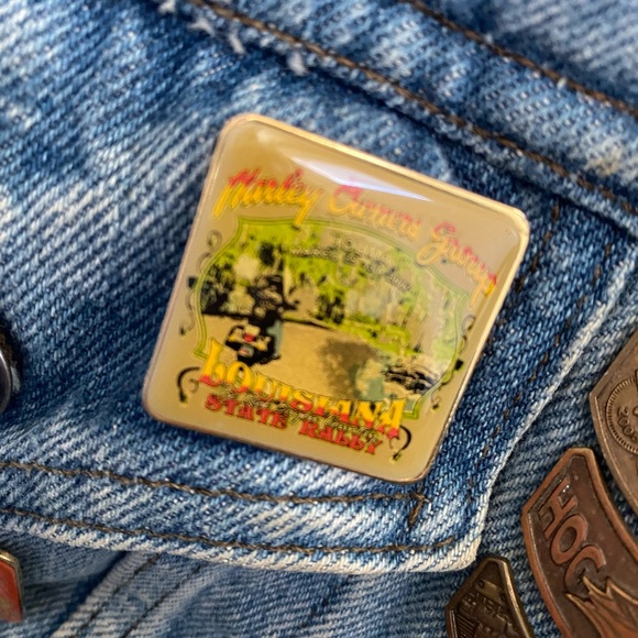 Harley Davidson Denim Vest with Pins & Patches XXL - Picture 7 of 16